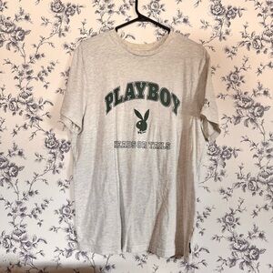PLAYBOY Light Gray Graphic Tee